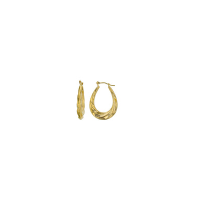 Oval Twist Hoop Earrings (14K) - Lucky Diamond