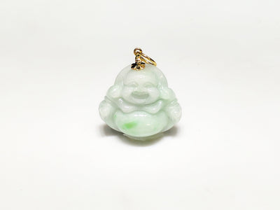 Jade Buddha Pendant (Snow/Moss Marbling) - Lucky Diamond