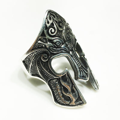 Medieval Barbute Helmet Ring (Silver) - Lucky Diamond