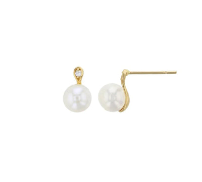 Pearl Stud Earrings (14K) - Lucky Diamond