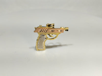Pistol Pendant Tricolor 14K Semi Handgun - Lucky Diamond