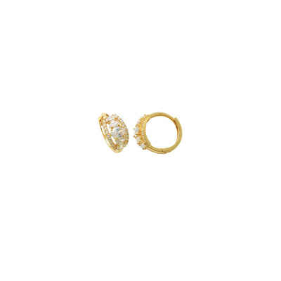 CZ Spigot Huggie Earrings (14K) Lucky Diamond - New York