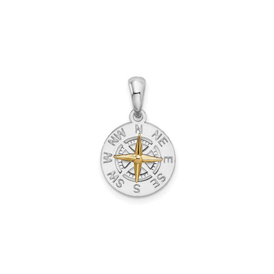 Mini Compass with Golden Needle Pendant front - Lucky Diamond - New York