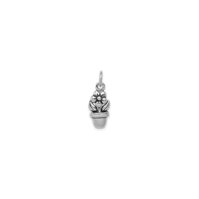 Antiqued Flower in a Pot Pendant (Silver) main - Lucky Diamond - New York