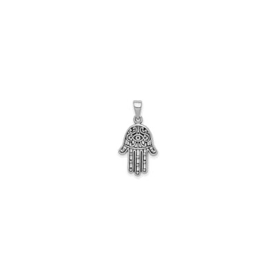 Antiqued Hamsa Pendant (Silver) front - Lucky Diamond - New York