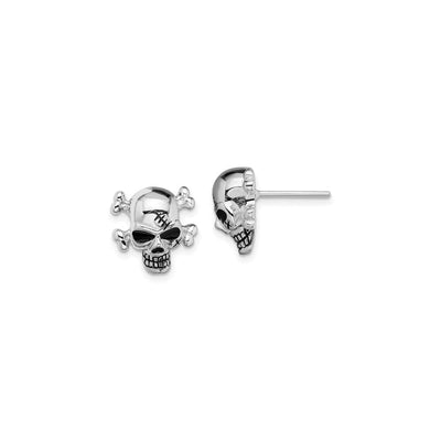 Antiqued Scarred Skull Stud Earrings (Silver) main - Lucky Diamond - New York
