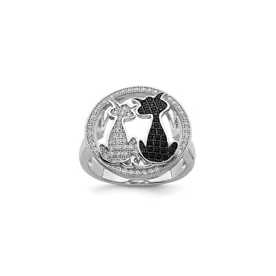 Bejeweled Cat Couple Ring (Silver) main - Lucky Diamond - New York