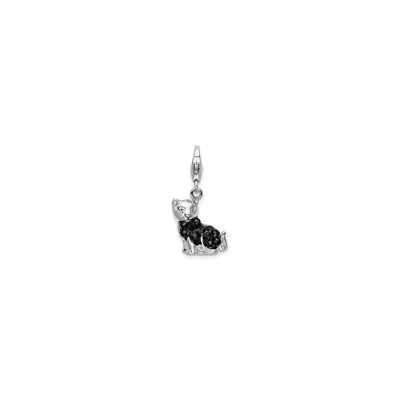 Black Crystal Cat Pendant (Silver) front - Lucky Diamond - New York