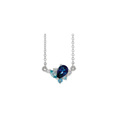 Blue Multi-Gemstone Cluster Necklace (Silver) front - Lucky Diamond - New York