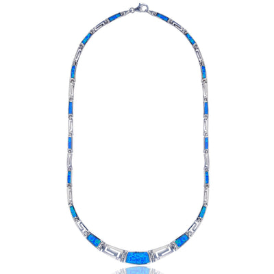 Blue Opal Graduated Necklace (Silver) Lucky Diamond - New York