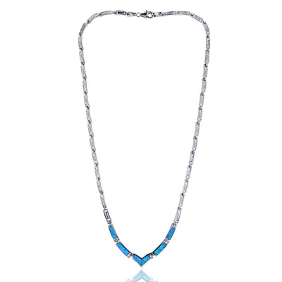 Blue Opal V Shaped Necklace (Silver) Lucky Diamond - New York