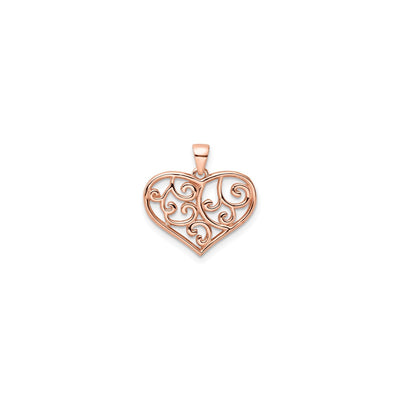 Filigree Pink Heart Pendant (Silver) front - Lucky Diamond - New York