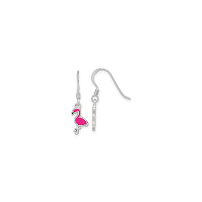 Flamingo Bird Enamel Dangle Earrings (Silver) main - Lucky Diamond - New York