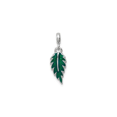 Green Leaf Enamel Charm (Silver) front - Lucky Diamond - New York