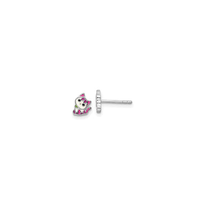 Hot Pink Kitty Stud Earrings (Silver) front - Lucky Diamond - New York