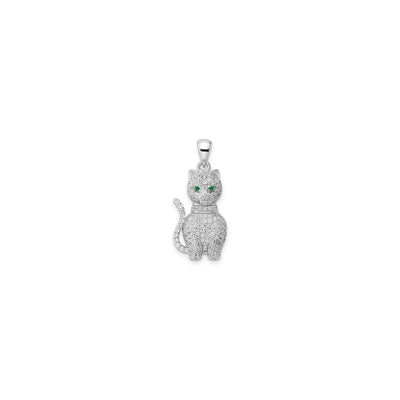 Icy Green-Eye Cat Pendant (Silver) front - Lucky Diamond - New York