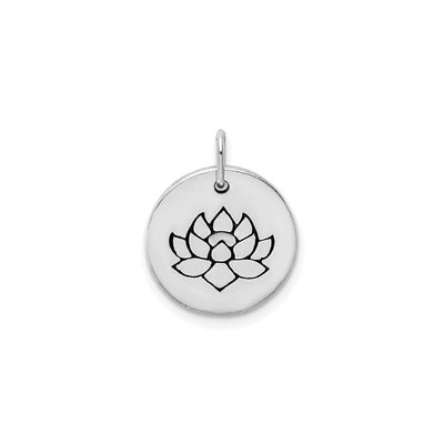 Lotus Flower Engraved Antique Medal (Silver) front - Lucky Diamond - New York