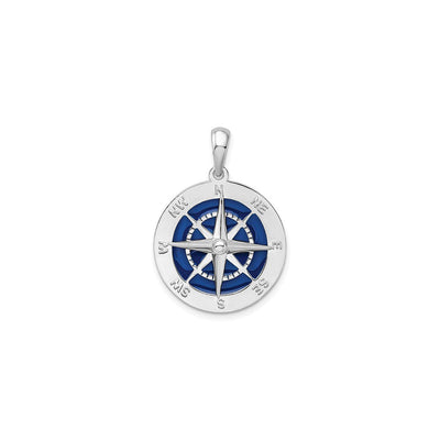 Nautical Blue Enameled Compass Pendant (Silver) front - Lucky Diamond - New York
