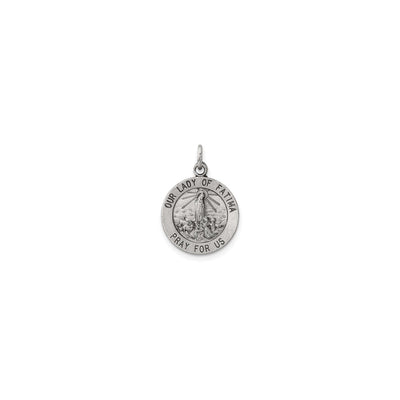 Our Lady of Fatima Antiqued Round Solid Medal (Silver) front - Lucky Diamond - New York