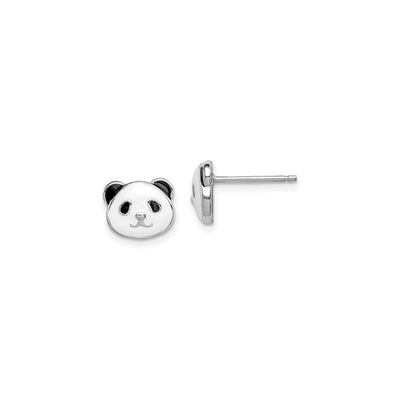 Panda Bear Face Enamel Stud Earrings (Silver) main - Lucky Diamond - New York