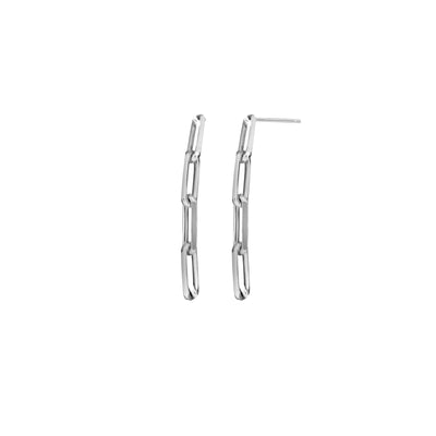 Paperclip Four-Link Dangling Earrings (Silver) main - Lucky Diamond - New York