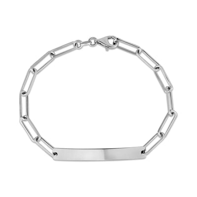 Paperclip Link Engravable ID Bracelet (Silver) main - Lucky Diamond - New York