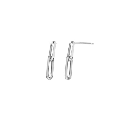 Paperclip Two-Link Dangling Earrings (Silver) main - Lucky Diamond - New York