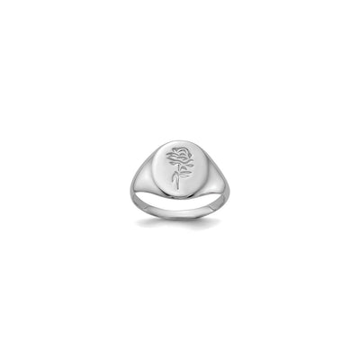 Rose Flower Signet Ring (Silver) main - Lucky Diamond - New York