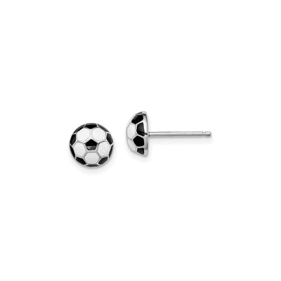 Soccer Ball Enamel Friction Stud Earrings (Silver) main - Lucky Diamond - New York