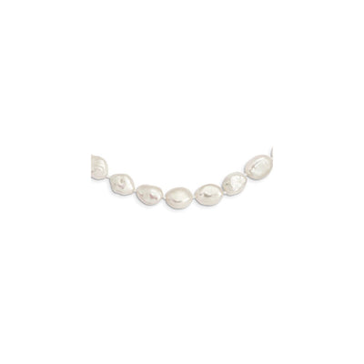 White Keshi Freshwater Pearl Necklace (Silver) main - Lucky Diamond - New York