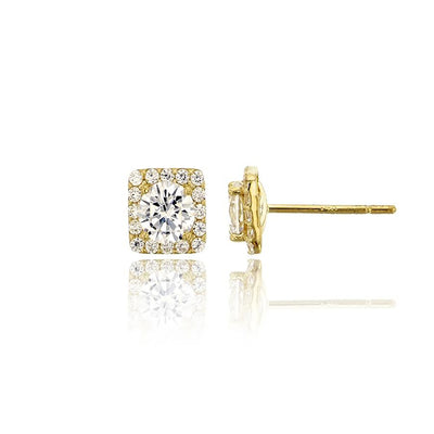 Square Stud Earrings (14K) - Lucky Diamond