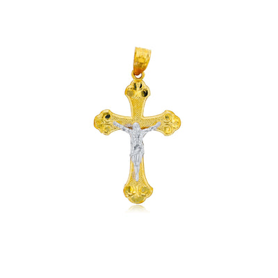 Two-tone Cross Jesus Pendant (14K) - Lucky Diamond