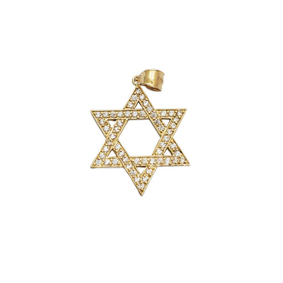 Iced-Out Star David Pendant (14K) - Lucky Diamond