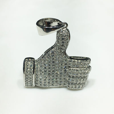 Iced-Out Like Sign Pendant Silver Thumb (White) - Lucky Diamond