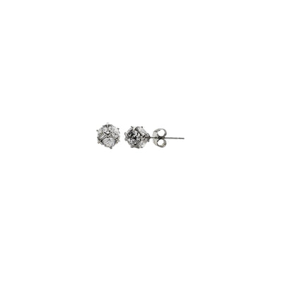 White Gold Dainty Round Ball CZ Stud Earrings (14K) - Lucky Diamond