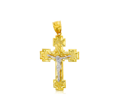 Yellow Gold Jesus Cross Pendant (14K) - Lucky Diamond